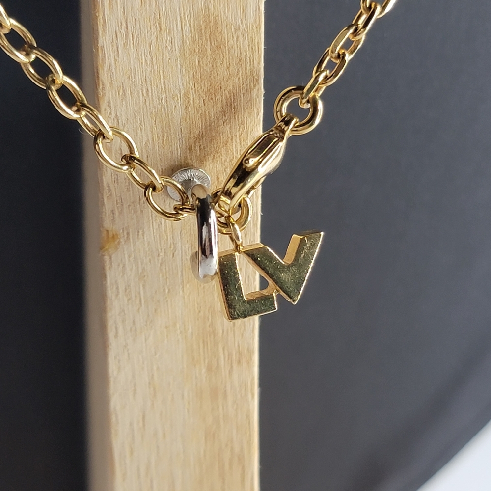 LOUIS VUITTON Pandanti Love Letters Necklace GP×Rhinestone×Silver - Picture 7 of 10